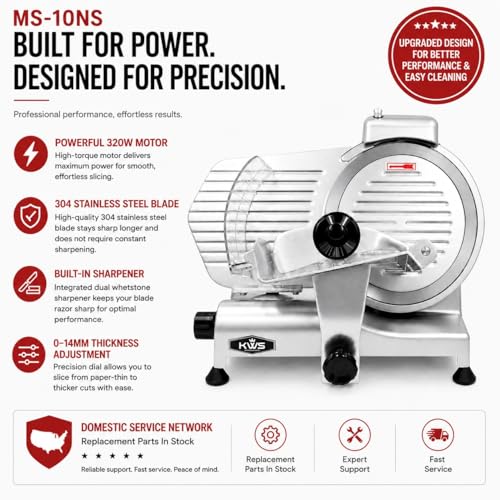 10" Electric Meat Slicer with Bread Slicing Attachment (Stainless Steel)