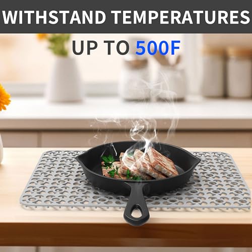 2PCS Sink Mats Sink Protectors Dish Racks Dishwasher Safe Grid Mats for Kitchen Sink Silicone Protect Sink from Stains Damage Scratches Non Slip Heat Resistant Rust Resistant 11"X12" Grey (Gray / 11"X12")