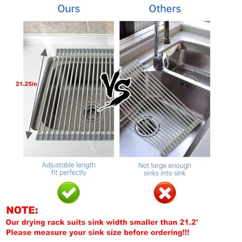 CHIRISEN Expandable Large Roll Up Dish Drying Rack