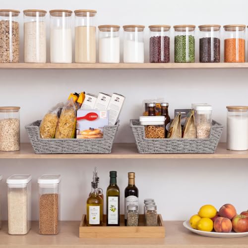 Pantry Baskets for Organizing (Gray / 16 ½"L x 12 ½"W x 5"H)