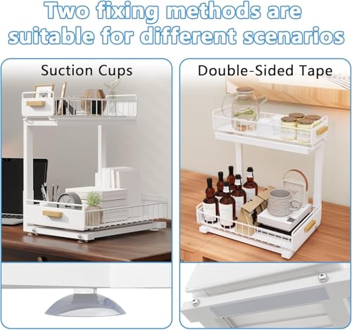 Under Sink Organizer Kitchen (Double Layer / White-1 Pack)