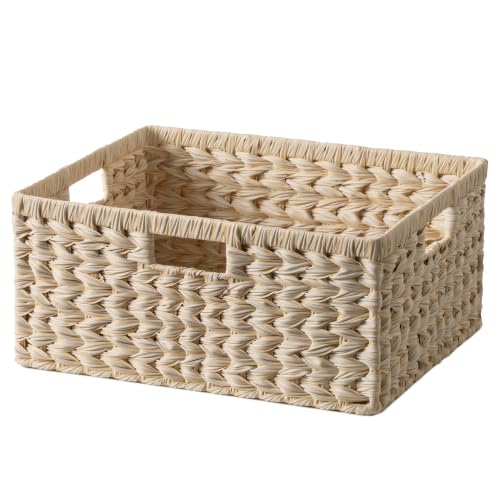 Wicker Baskets for Organizing (Butter Milk / 16½"L x 13"W x 7½"H)