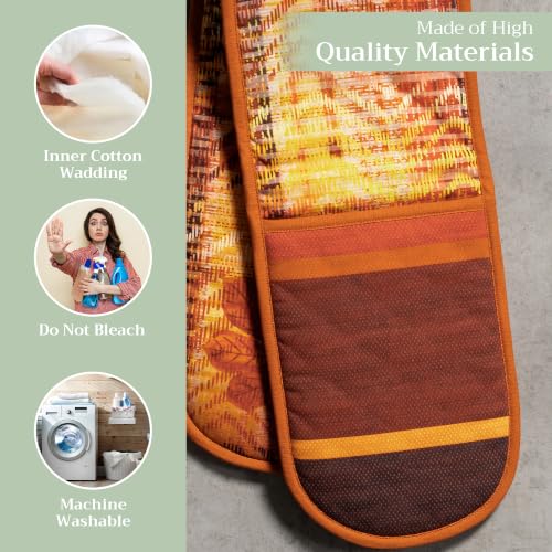 Double Oven Mitts 100% Cotton Double Oven Glove (061 - Thanksgiving Tartan / 7" x 35" (Double Oven Mitt))