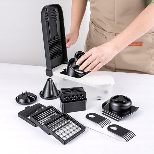 Vegetable Chopper with Container (Black / 12 in 1)