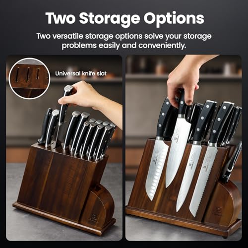 15 PC Magnetic Knife Sets for Kitchen with Block