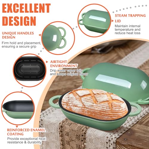 5 QT Enameled Cast Iron Sourdough Bread Oven (Fig Green / 5 QT)
