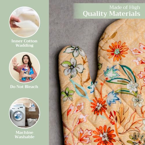 Maison d'Hermine Oven Gloves 100% Cotton Oven Mitt (041 - Luxury Loft - Peach / 7.5" x 13" (Oven Mitt))
