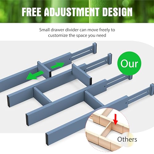 Expandable Bamboo Drawer Dividers (Blue)
