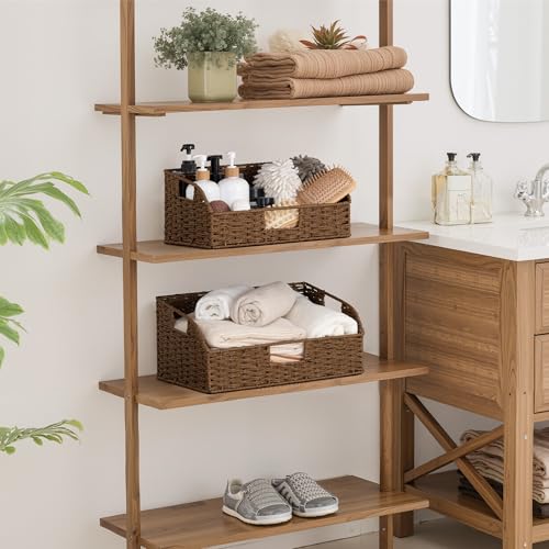 Pantry Baskets for Organizing (Dark Brown(Paper Rope) / 15¾"L x 11"W x 7½"H + 14¼"L x 9¾"W x 6¾"H)