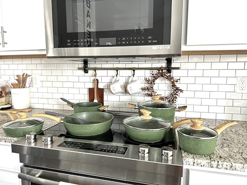 Pots and Pans Set Non Stick (12-piece / Green)
