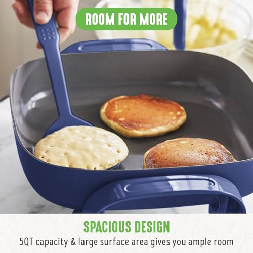 12" PFAS Free Ceramic Nonstick Electric Skillet (Night Blue / 5QT Skillet)