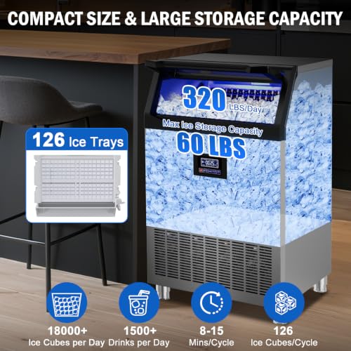 320 lbs High Output Commercial Ice Maker Undercounter Built