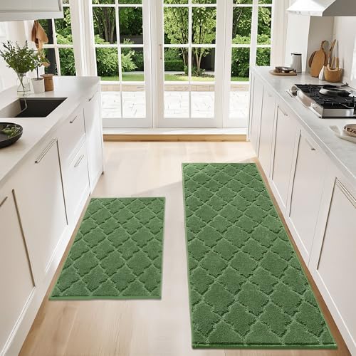 Soft Kitchen Rugs Set of 2 Non Slip 24"x35"+24"x60"