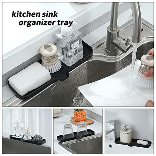 Silicone Soap Dish with Drain Spout (Black / L(12"×4"))
