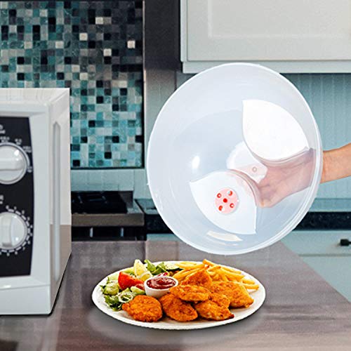 Large Microwave Cover for Food Easy Grip Microwave Splatter Cover Guard Lid with Steam Vent and BPA Free & 11.5 Inch (Red)