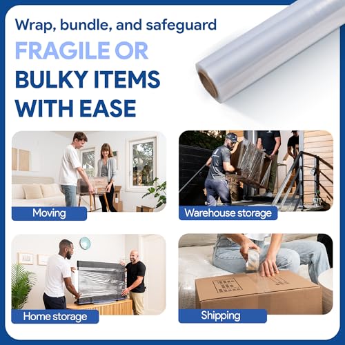 2 Pack of 17'' Plastic Stretch Wrap for Moving