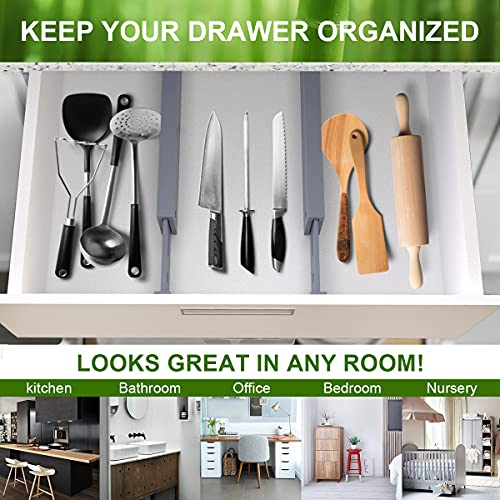 Expandable Bamboo Drawer Dividers (Grey)