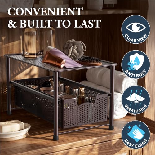 Stackable Under Sink Sliding Basket Drawer (Bronze)