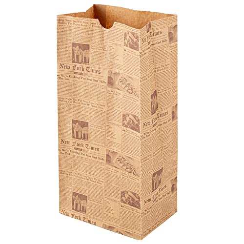Bag Tek 8 Lb Disposable Lunch Bags 100 Sturdy Take Out Bags (8 lb / Kraft Newsprint)