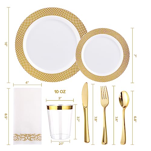 175 Pieces Gold Dinnerware Set for 25 Guests (175Pack Gold Dinnerware Set)