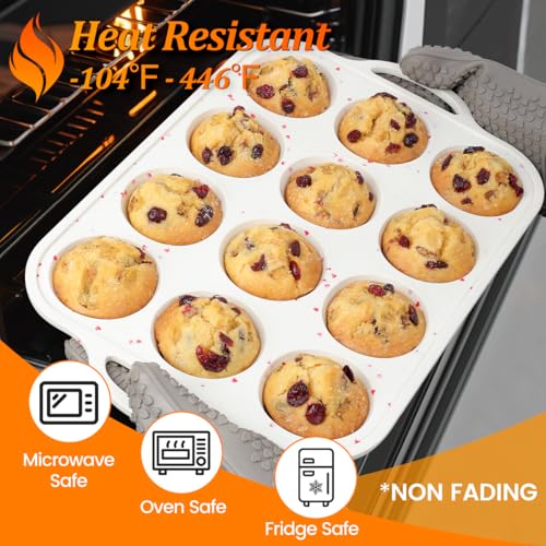 Regular Size Muffin Pan with Metal Reinforced Frame (Creamy Heart / 12-Cup Regular)