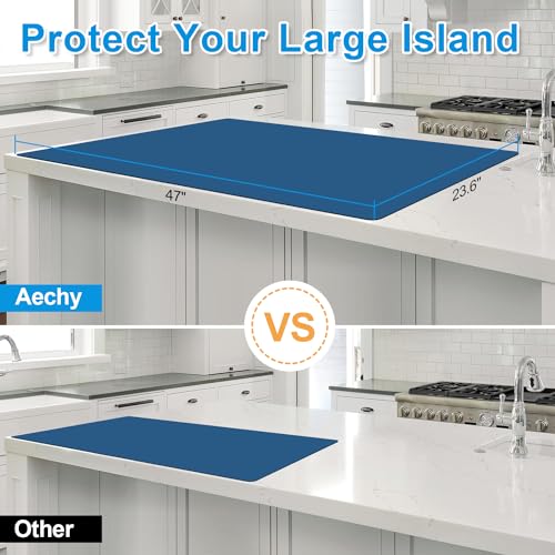 Silicone Mats for Kitchen Counter 47"x23.6"x0.08” (Blue / 47"L x 23.6"W)