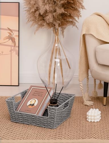 Pantry Baskets for Organizing (Gray / 13 ½"L x 10 ¾"W x 5"H)