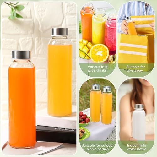 12 Pack Glass Water Bottles with Sleeves (Low profile / Colorful)