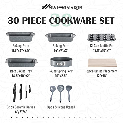 30 Piece Induction Pots and Pans Set (Gray / 30-piece)