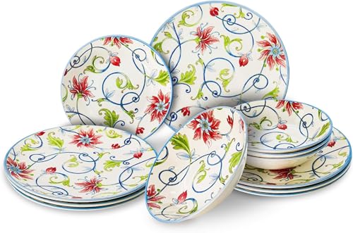 12 Piece Porcelain Dinnerware Set for 4 (12 / Botanical)