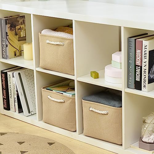 Organization and Storage Bin for Shelves (Beige / 3PCS/Large - 15.7Lx11.8Wx8.3H)