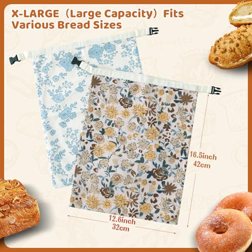 Beeswax Bread Bags for Homemade bread (Yellow & Blue)