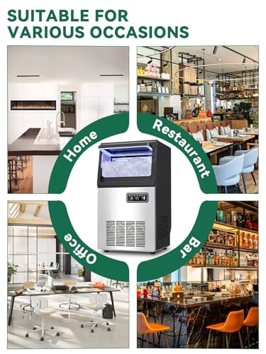 Commercial Nugget Ice Maker Machine with 12Lbs Storage Bin (Nugget Ice Undercounter-70LBS/24H)