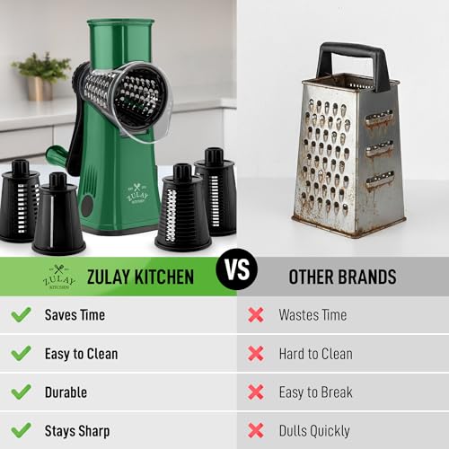 Rotary Cheese Grater Manual Hand Crank 5 Blade Shredder