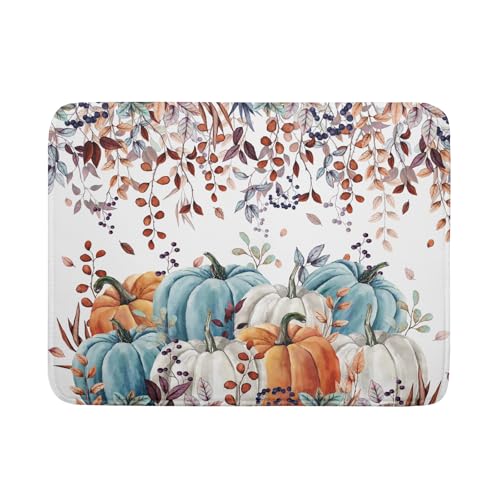 Fall Orange Pumpkin Dish Drying Mat Eucalyptus Leaves Drainer Rack Pad 18"x24" Microfiber Quick Dry Dish Sink Mat for Kitchen Counter Decor (Orange Pumpkin / 18x24 inch)