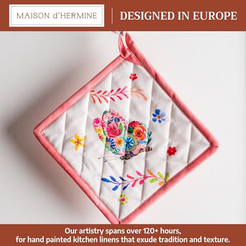 Pot Holders 100% Cotton Potholders (052 - Happy Florals - High Summer / 8" x 8" (Pot Holder Pack of 1))