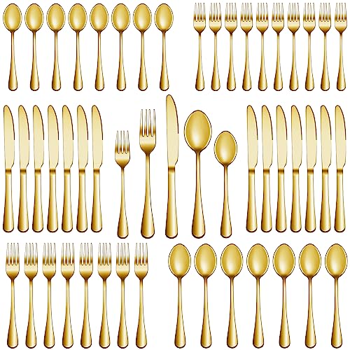 40 Pcs Gold Silverware Set Service for 8 (Gold)