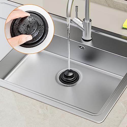 Huntorny 2PCS Kitchen Sink Drain Strainer and Stopper (Black)