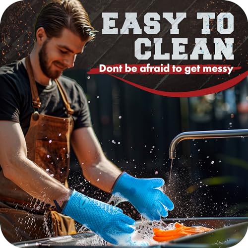 XL Silicone Smoker Oven Gloves (Blue / X-Large)
