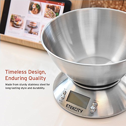 Food Scale with Bowl (Stainless Steel-Silver / 11lb / 11lb)