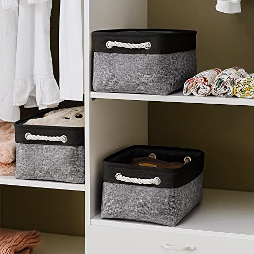 Storage Basket for Organizing (Black&Grey / Medium -13.8Lx9.8Wx6.7H)