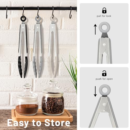 Small Silicone Kitchen Tongs 7 (Black Grey White Gradient)