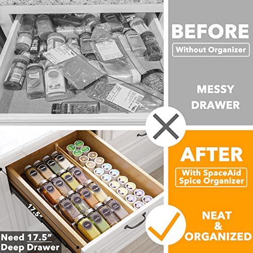 Spice Drawer Organizer with 16 Spice Jars (16 Jars, 7.5" Wide)