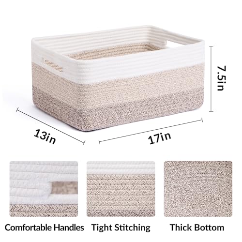 Large Storage Baskets for Organizing (3pcs-L17×W13×H7.5" / Gradient Brown)