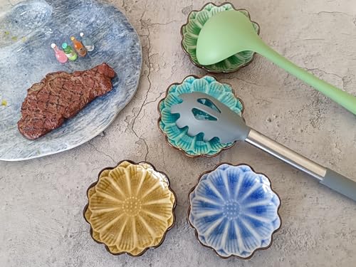 Ceramic Spoon Rest for Stove Top (Cracks Deco, Sapphire)