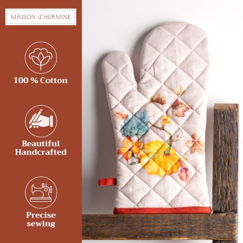 Maison d'Hermine Oven Gloves 100% Cotton Oven Mitt (096 - Potiron / 7.5" x 13" (Oven Mitt))