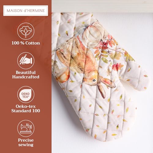 Maison d'Hermine Oven Gloves 100% Cotton Oven Mitt (066 - Pumpkin Passion / 7.5" x 13" (Oven Mitt))