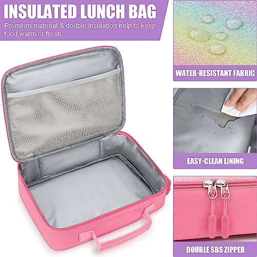 Kids Bento Lunch Box with Toddler Insulated Water Bottle Lunch Bag (A10. Rainbow)