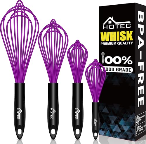 4 Pieces Silicone Whisks Set (Purple)