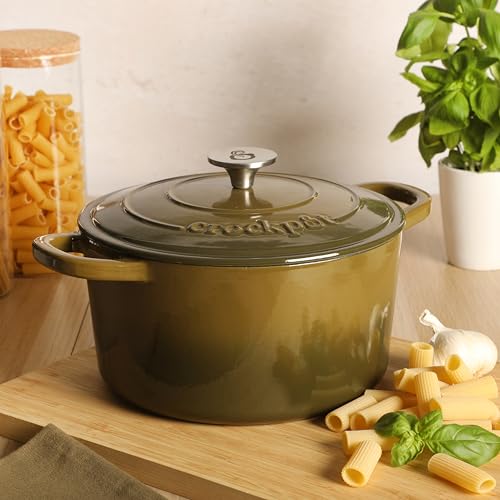 Artisan 5 Quart Enameled Cast Iron Dutch Oven Pot with Lid (Gradient Sage Green / 5-Quart)